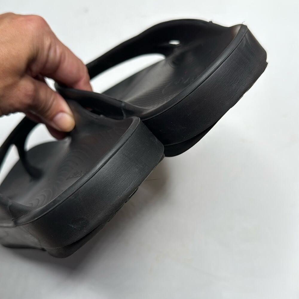 Oofos Black Thong Flip Flops Oolala Unisex Sandals S-371 Size 10 Men / 12 Women - Picture 4 of 9